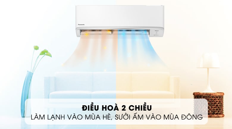Điều hoà Panasonic Inverter 1 HP CU/CS-YZ9WKH-8-Có khả năng sưởi ấm vì thuộc dòng máy điều hòa 2 chiều