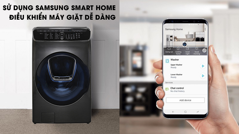 Máy giặt lồng đôi Samsung FlexWash WR24M9960KV/SV - smartphone