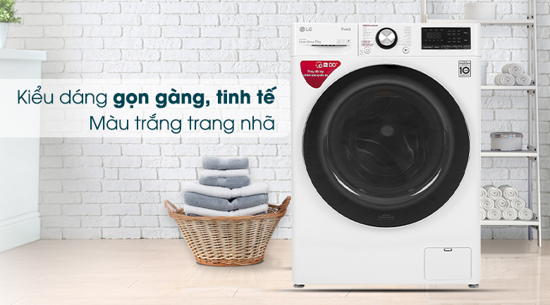Máy giặt LG Inverter 9 kg FV1409S2W - Thiết kế thanh lịch, nhỏ gọn