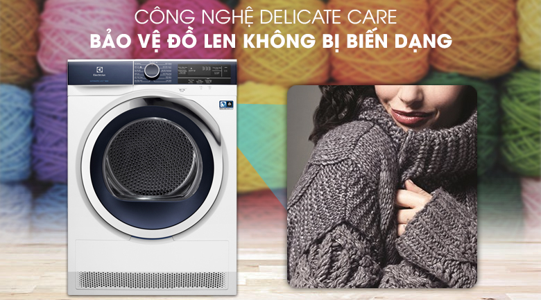 Bảo vệ đồ len không bị biến dạng nhờ công nghê Delicate Care Bảo vệ đồ len không bị biến dạng nhờ công nghê Delicate Care