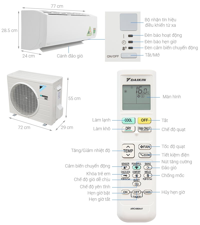 Điều hoà Daikin Inverter 1.5 HP ATKC35UAVMV